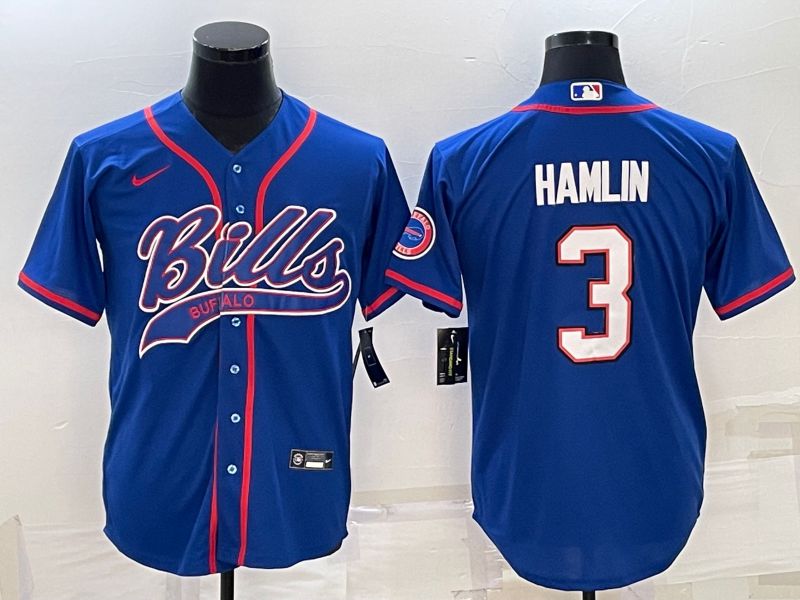 Men Buffalo Bills 3 Hamlin Blue 2022 Nike Co branded NFL Jersey